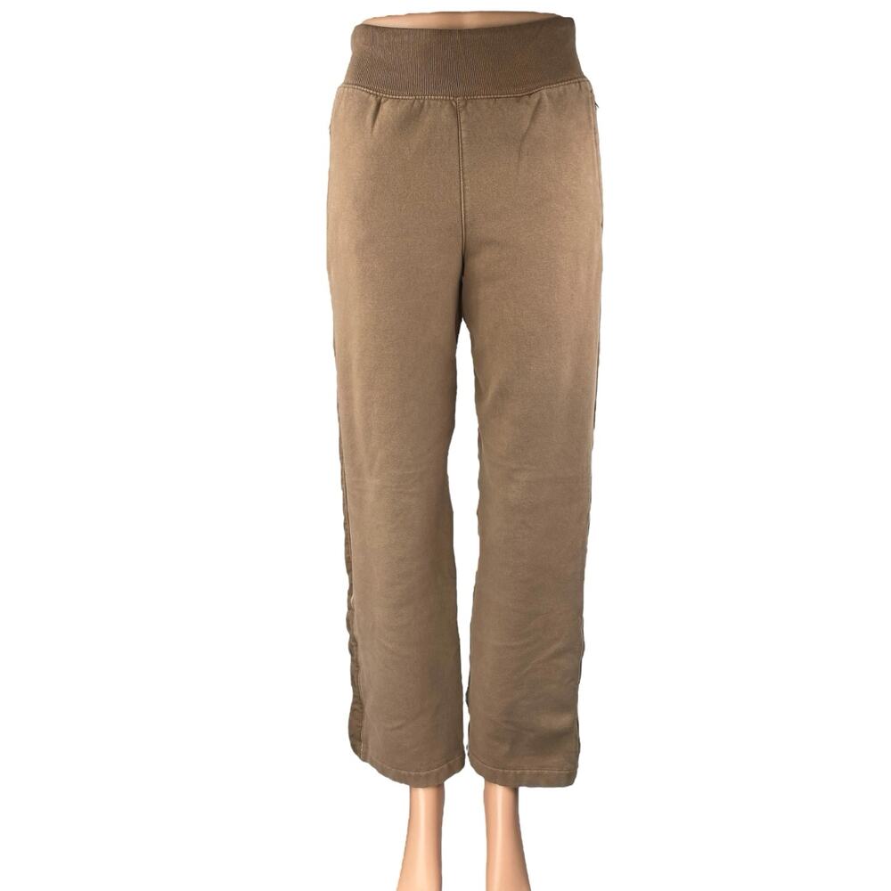 Athleta Womens Brown Tan Fleece High Rise Wide Leg Trousers Sweat Pants Size XXS